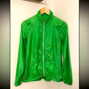 Lime Green Zella lightweight Windbreaker Running Jacket Packable Sz XS